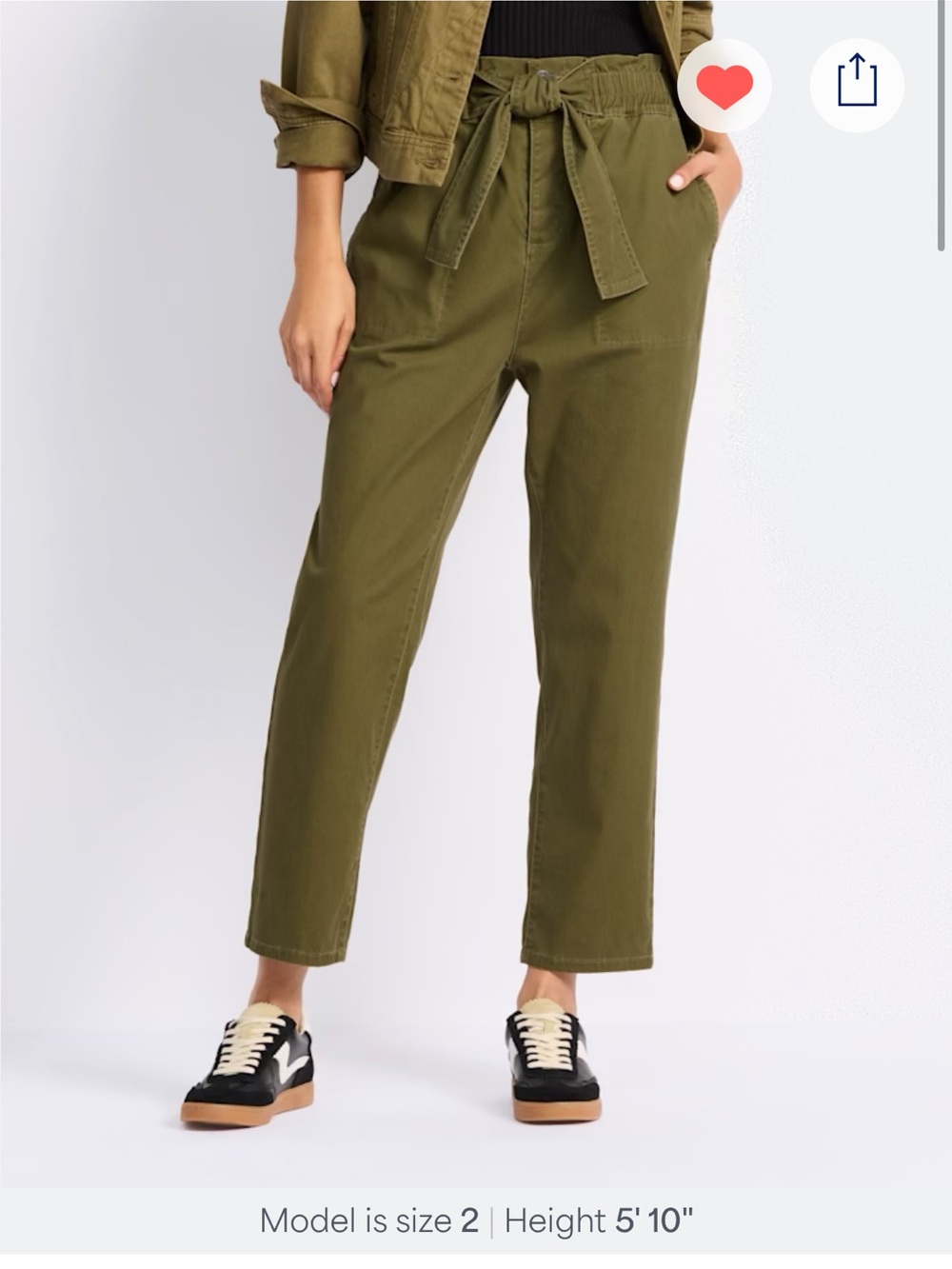 KanCan Olive Green Tie-Waist Cropped Pants